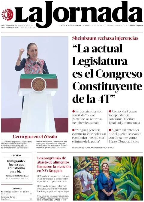 Portada de La Jornada