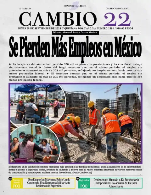 Portada de Diario Cambio 22 (contraportada)