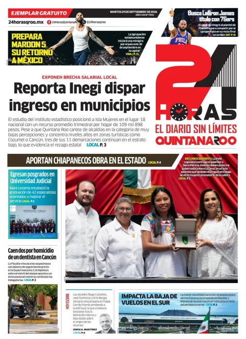 Portada de 24 Horas Quintana Roo
