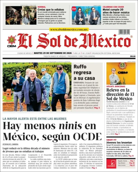 Portada de El Sol de Mexico