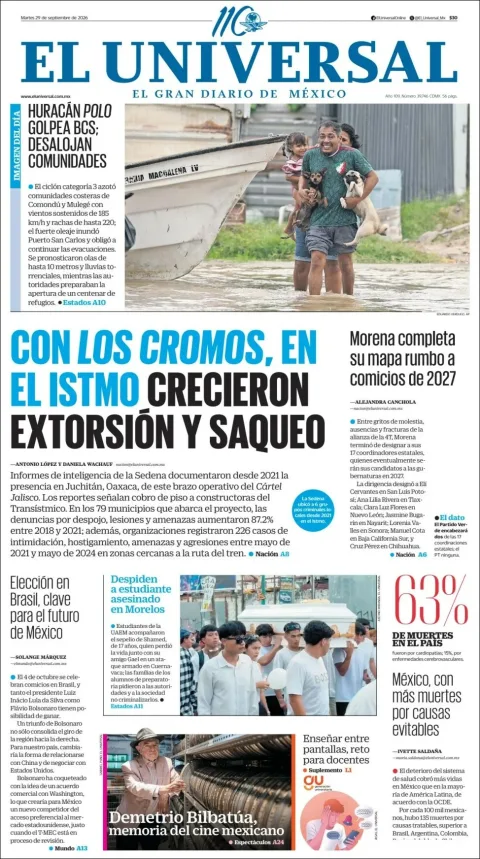 Portada de El Universal