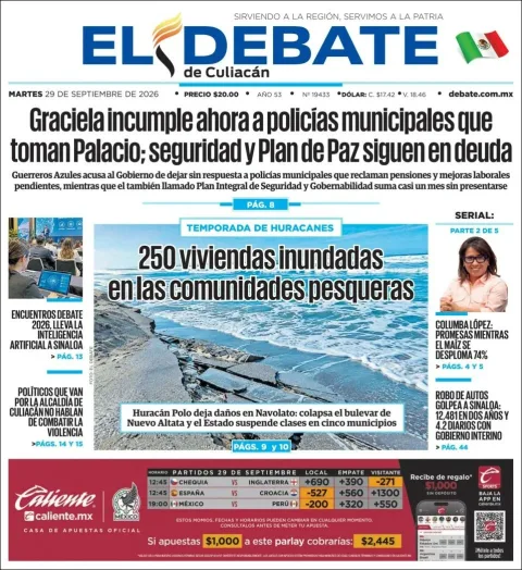 Portada de El Debate de Culiacan