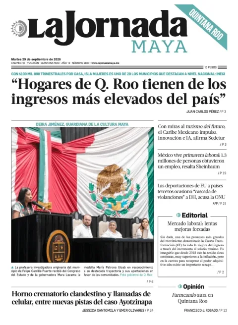 Portada de La Jornada Maya Quintana Roo
