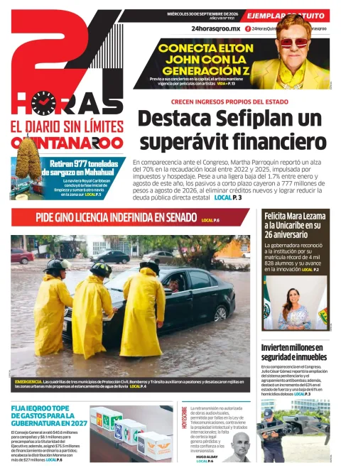 Portada de 24 Horas Quintana Roo