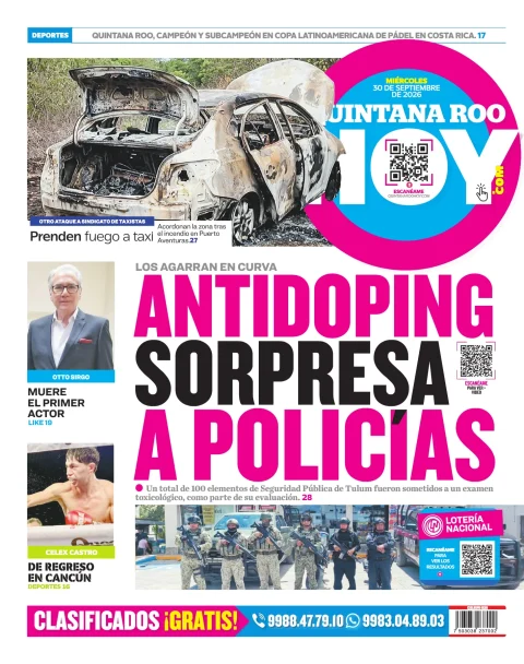 Portada de Quintana Roo Hoy (contraportada)