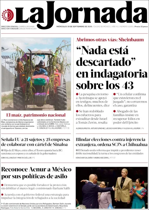 Portada de La Jornada