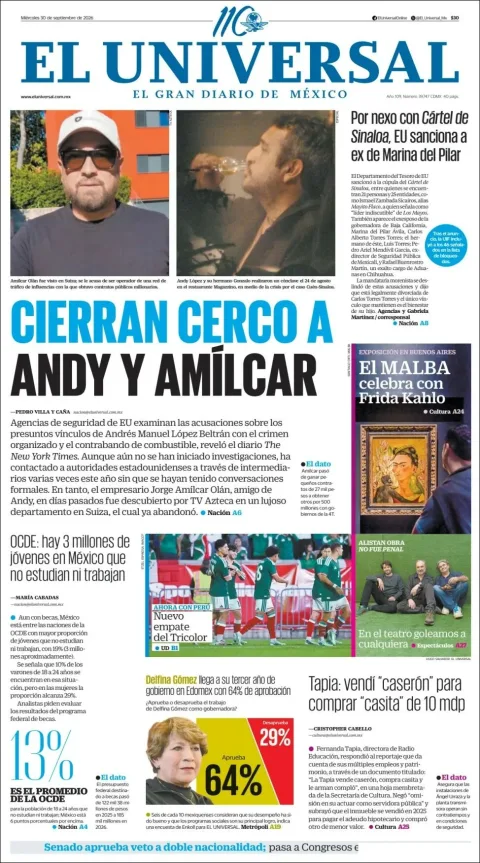 Portada de El Universal