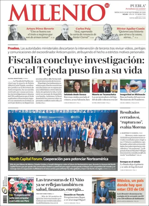 Portada de Milenio Puebla