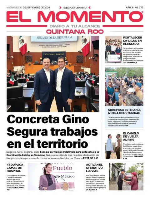 Portada de El Momento Quintana Roo