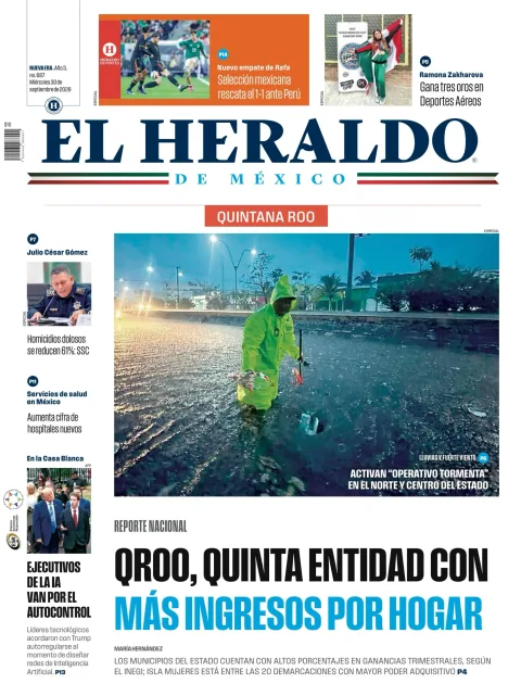 Portada de El Heraldo de Mexico - Quintana Roo