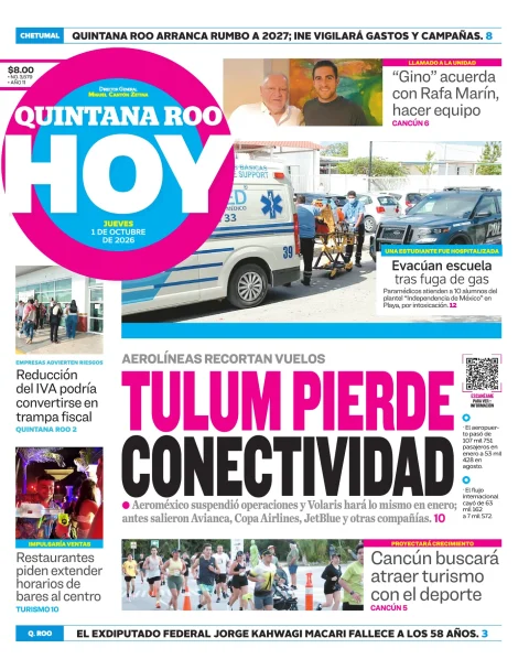 Portada de Quintana Roo Hoy (portada)