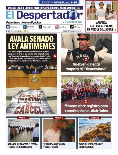 Portada de El Despertador de Quintana Roo