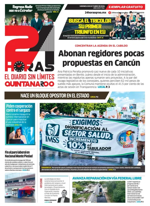 Portada de 24 Horas Quintana Roo