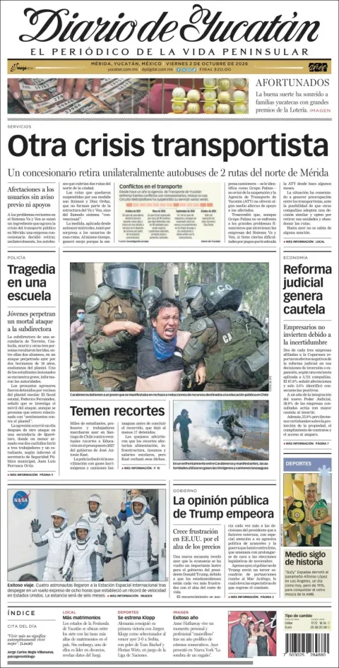 Portada de Diario de Yucatán