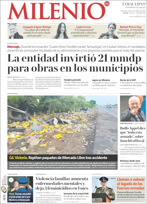 Portada de Milenio Tamaulipas