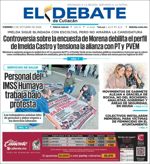 Portada de El Debate de Culiacan