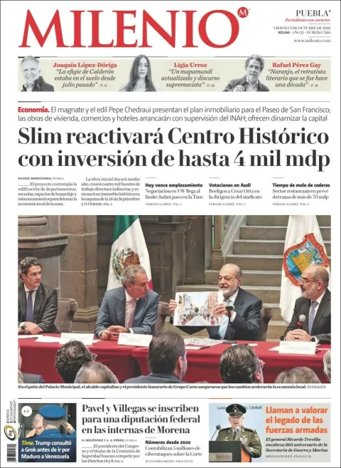 Portada de Milenio Puebla