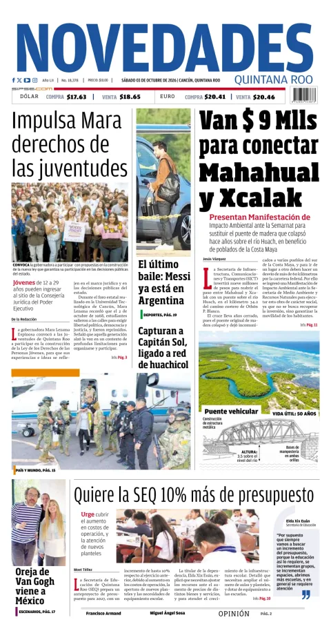Portada de Novedades Quintana Roo