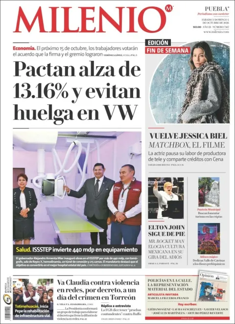 Portada de Milenio Puebla