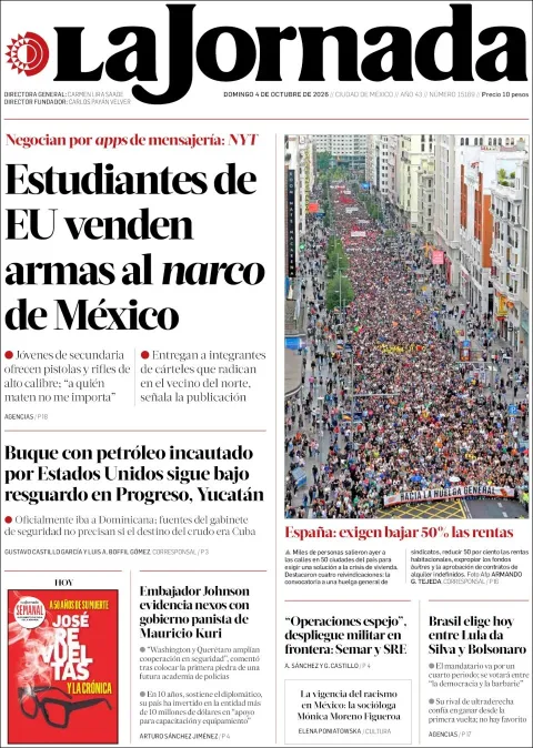 Portada de La Jornada
