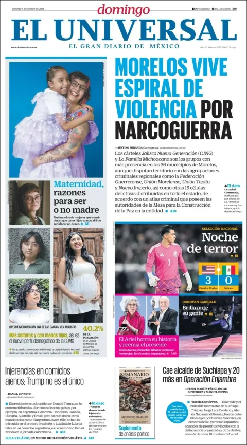 Portada de El Universal