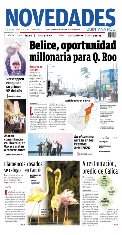 Portada de Novedades Quintana Roo