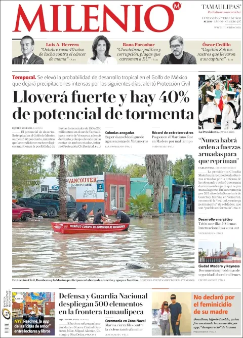 Portada de Milenio Tamaulipas