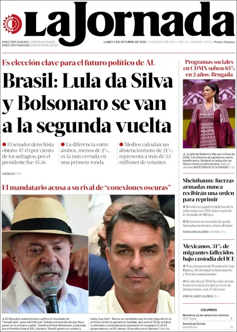 Portada de La Jornada