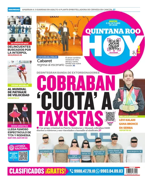 Portada de Quintana Roo Hoy (contraportada)