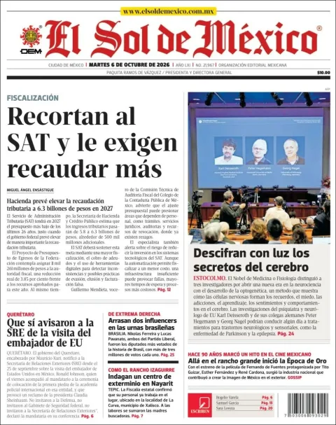 Portada de El Sol de Mexico