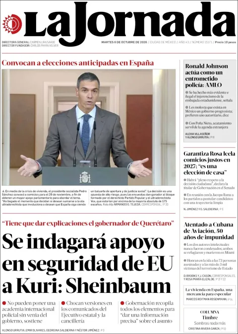 Portada de La Jornada