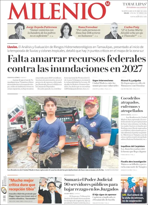 Portada de Milenio Tamaulipas