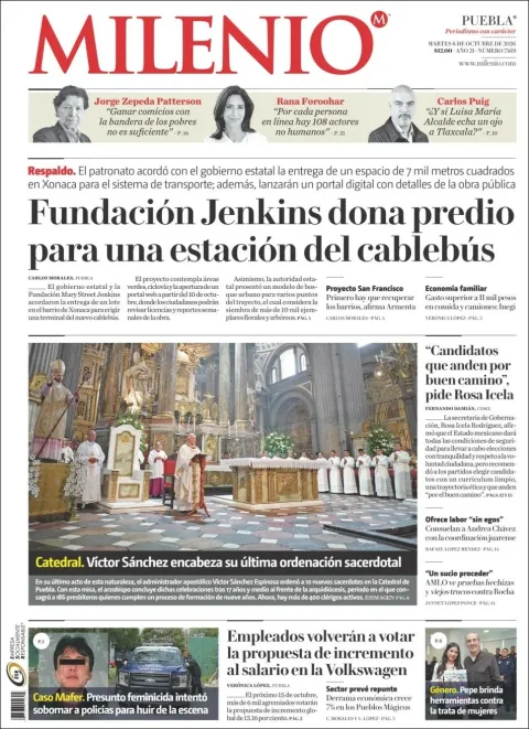 Portada de Milenio Puebla
