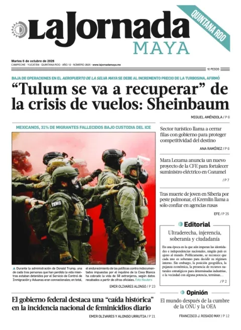 Portada de La Jornada Maya Quintana Roo