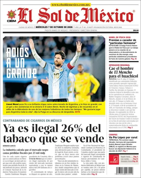 Portada de El Sol de Mexico