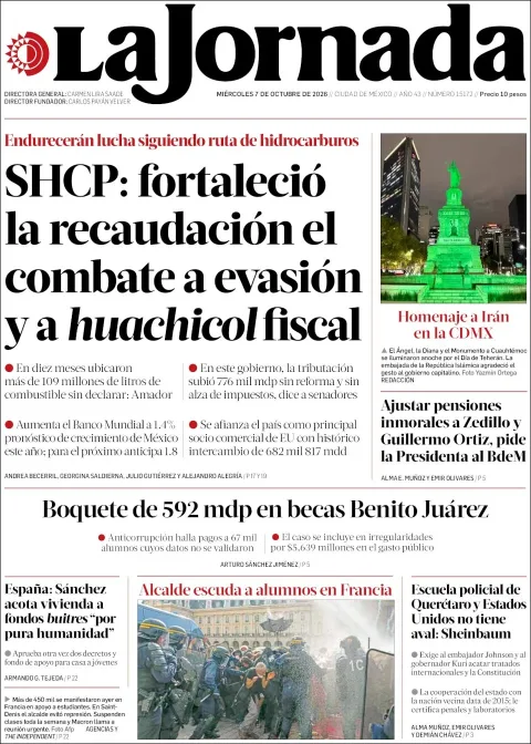 Portada de La Jornada