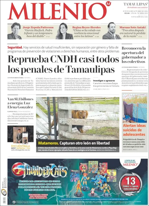 Portada de Milenio Tamaulipas