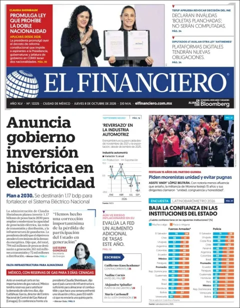 Portada de El Financiero