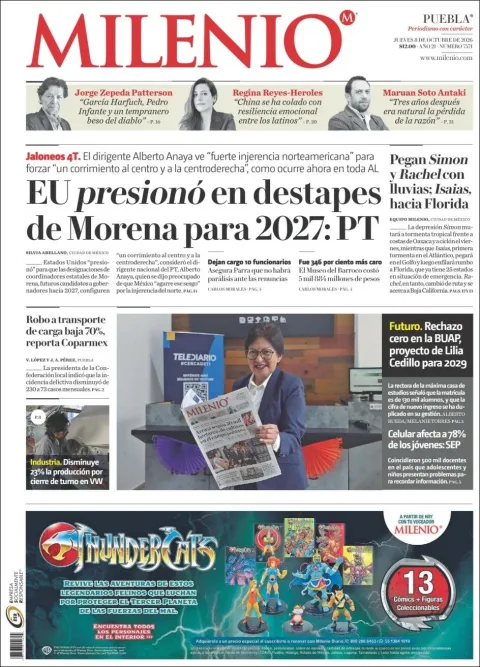Portada de Milenio Puebla