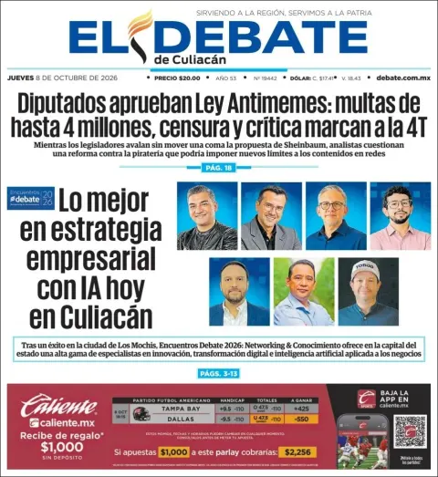 Portada de El Debate de Culiacan