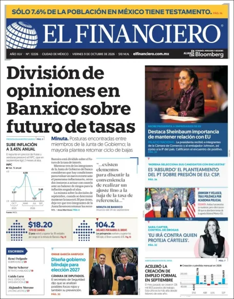 Portada de El Financiero