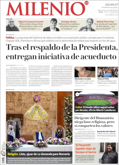 Portada de Milenio Jalisco