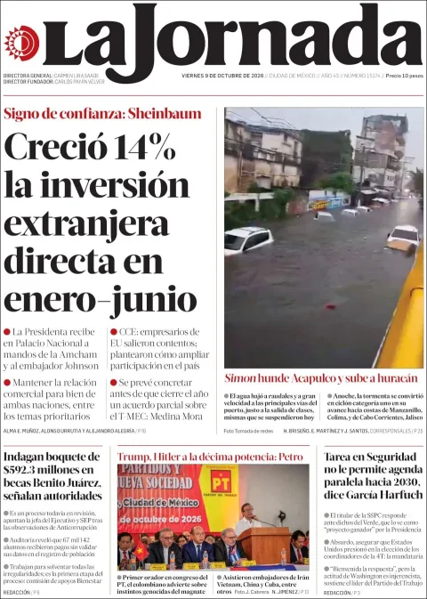 Portada de La Jornada
