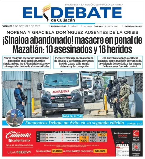 Portada de El Debate de Culiacan