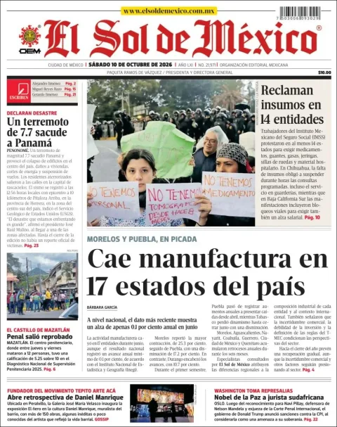 Portada de El Sol de Mexico