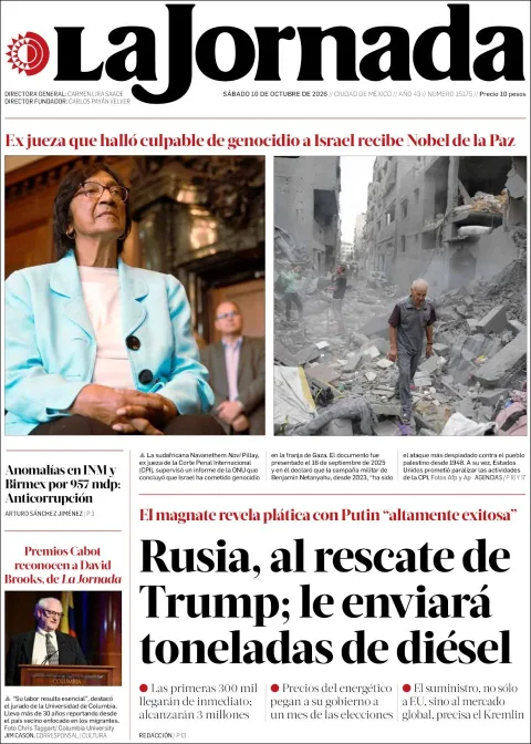 Portada de La Jornada