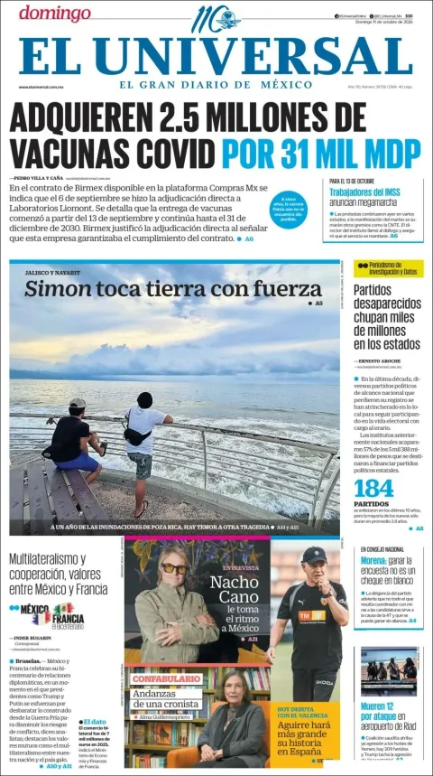 Portada de El Universal