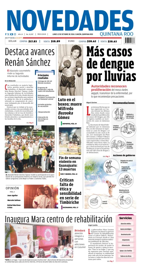 Portada de Novedades Quintana Roo