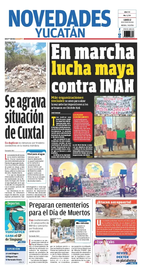 Portada de Novedades Yucatan