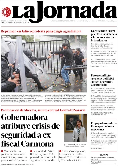 Portada de La Jornada